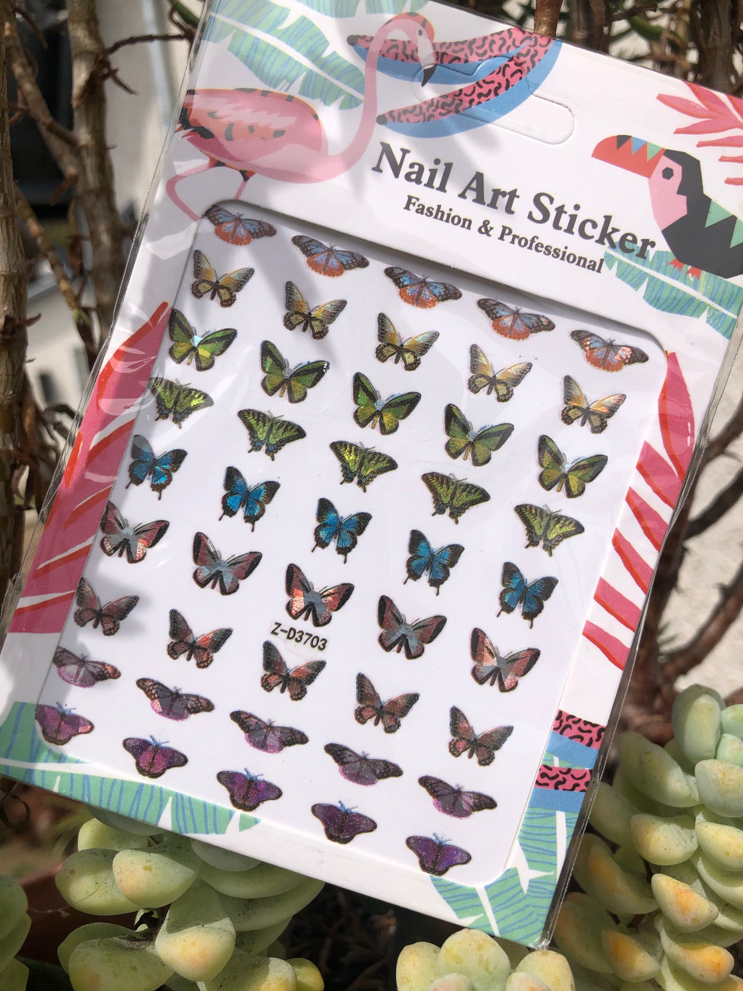 multi species butterfly nail art sticker sheet