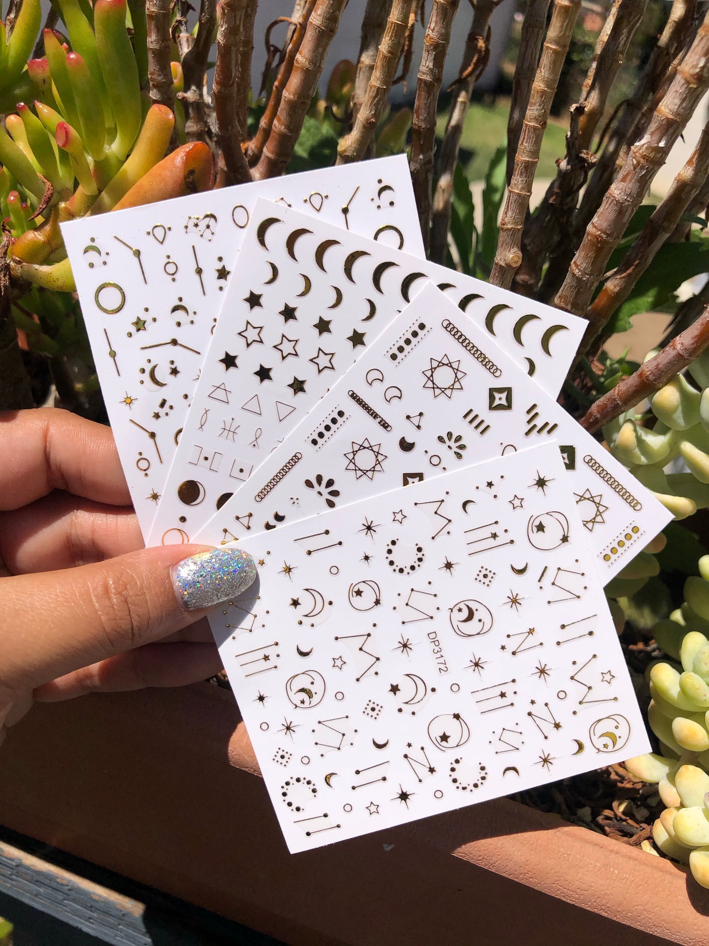 galaxy and stars sticker sheet for nail art