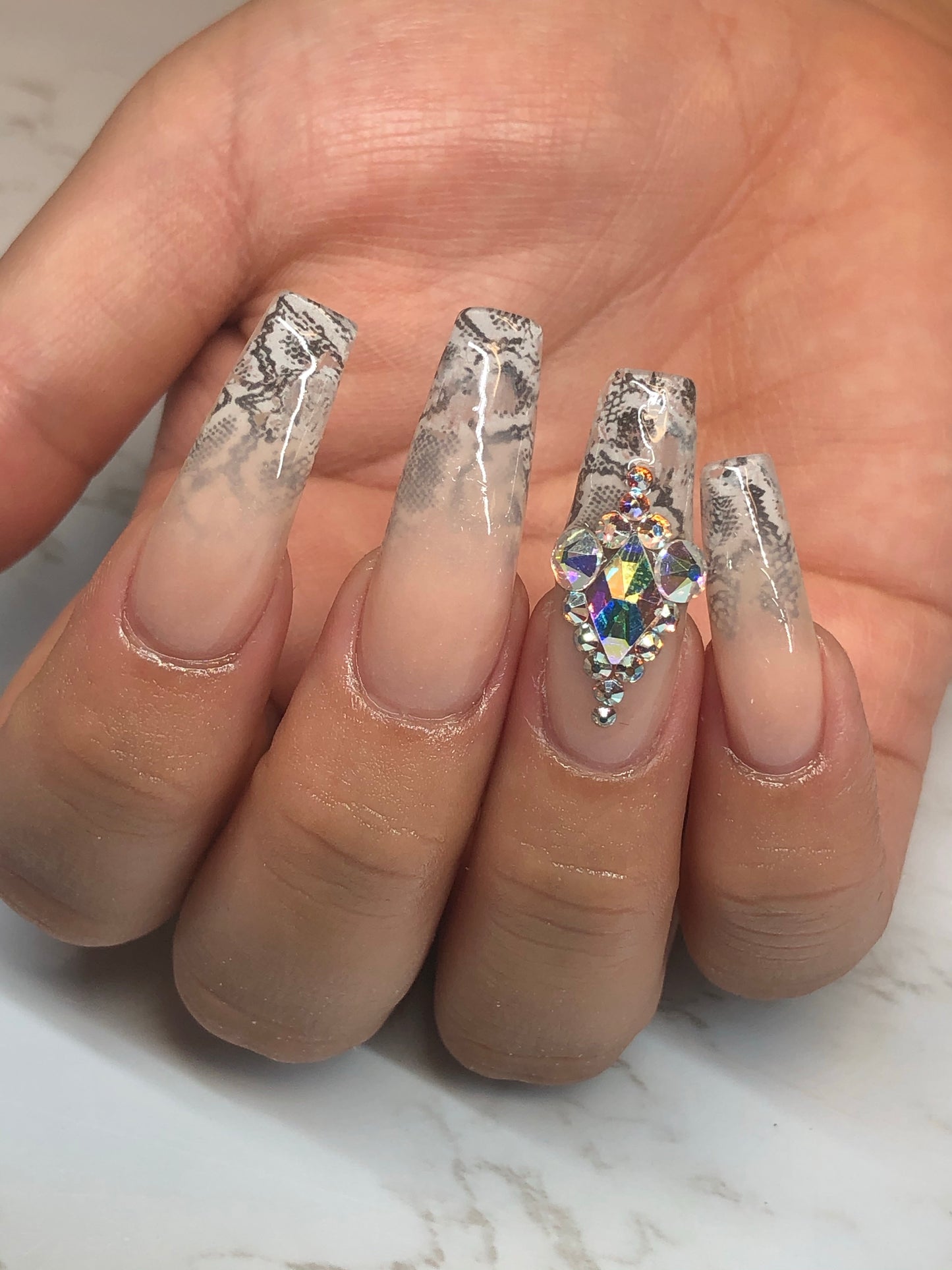 snakeskin foil nail art