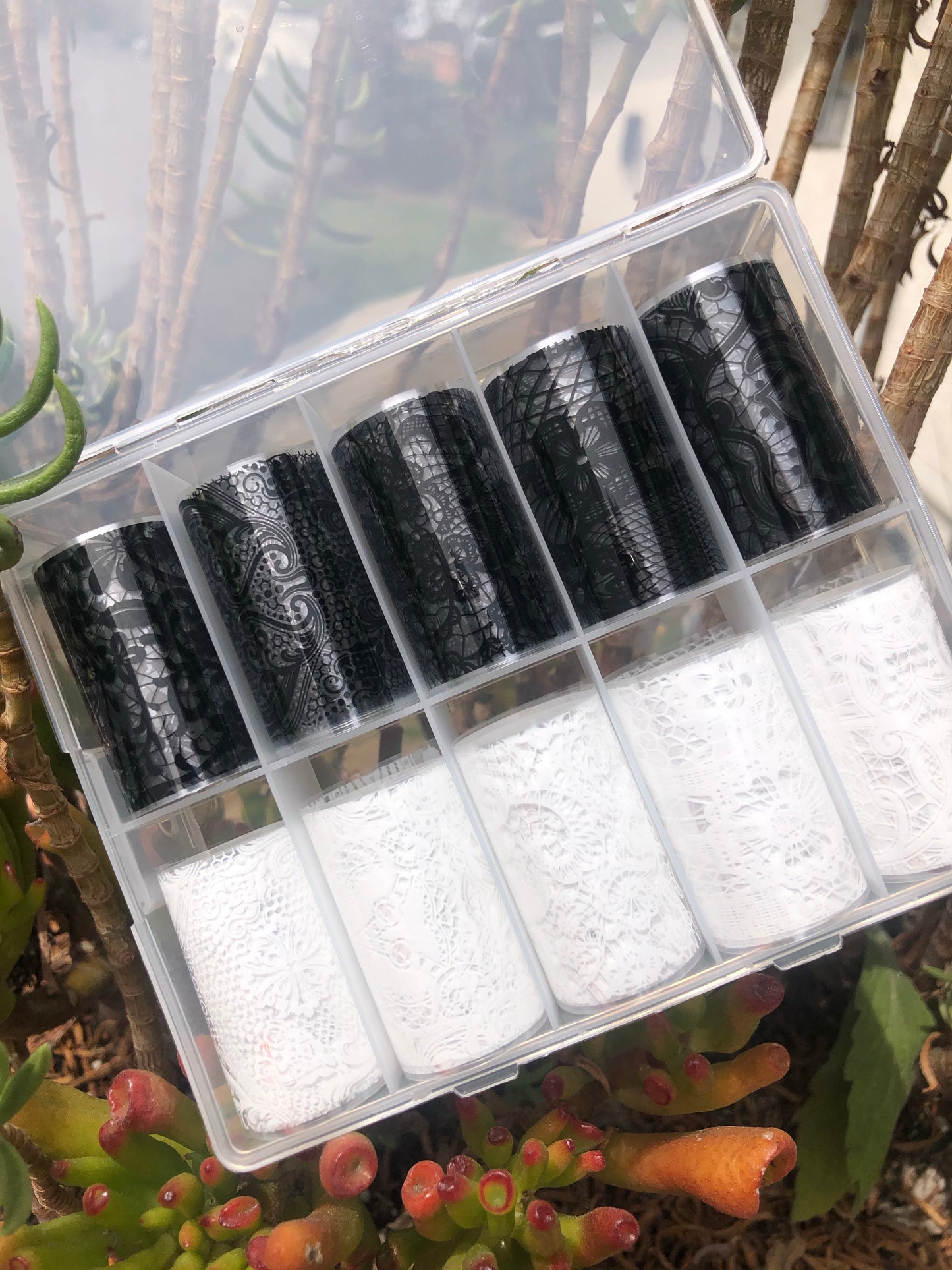 lace foil for nail art in black and white