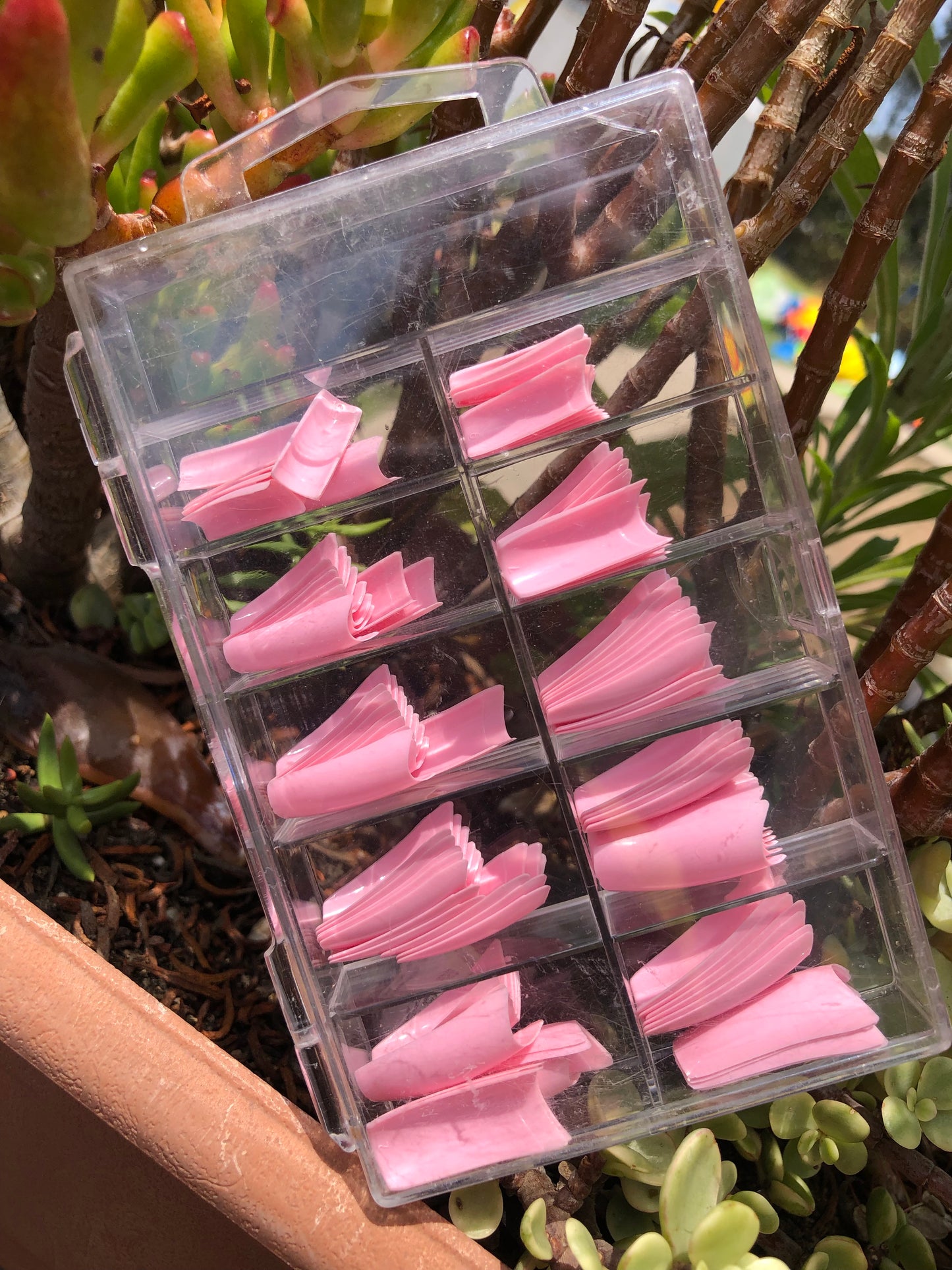 pink nail tips square