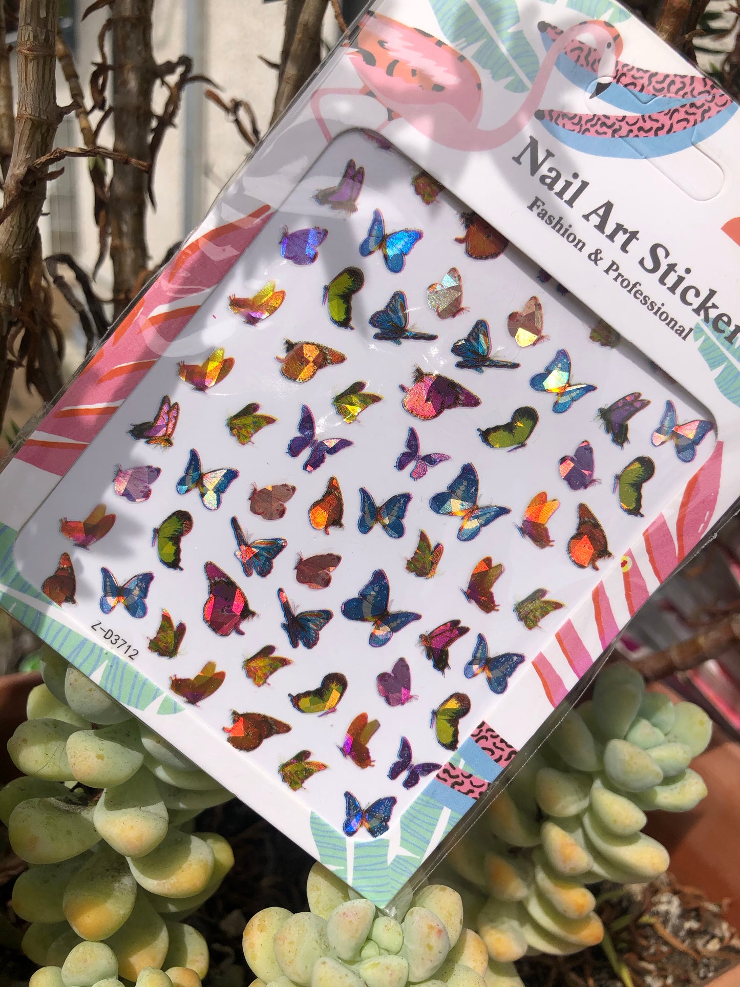 neon butterfly nail sticker sheet