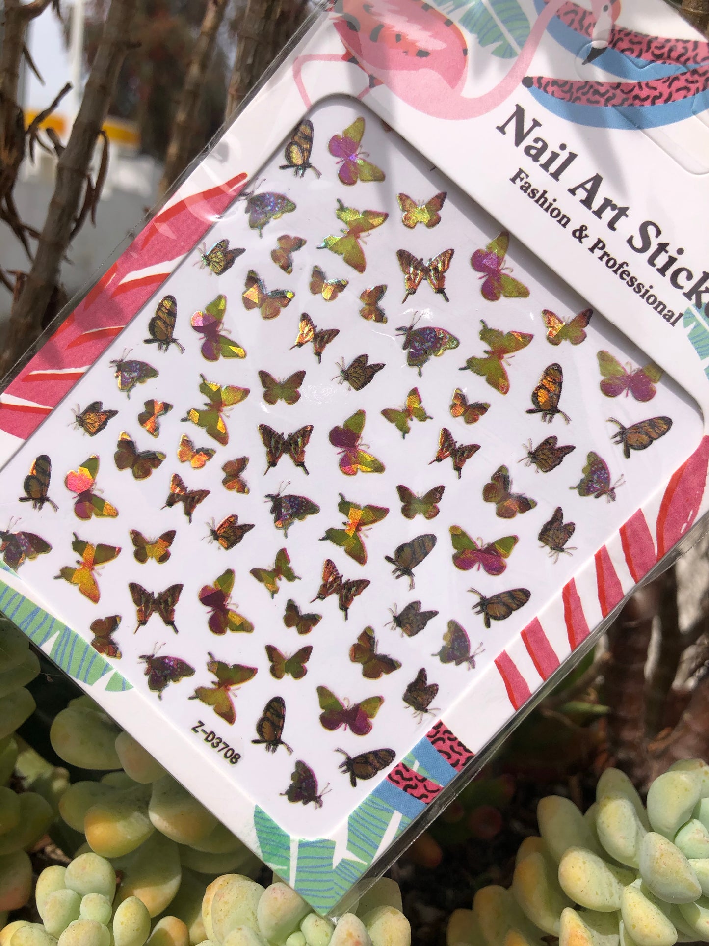 yellow butterfly nail art sticker sheet