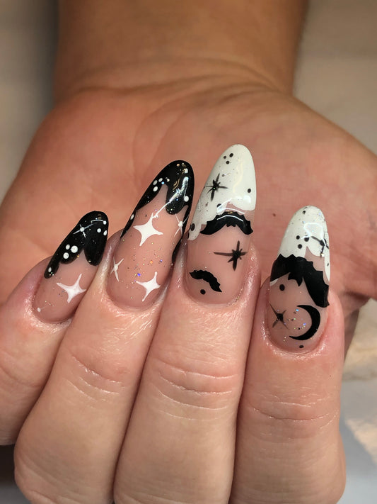 bat halloween fall round manicure