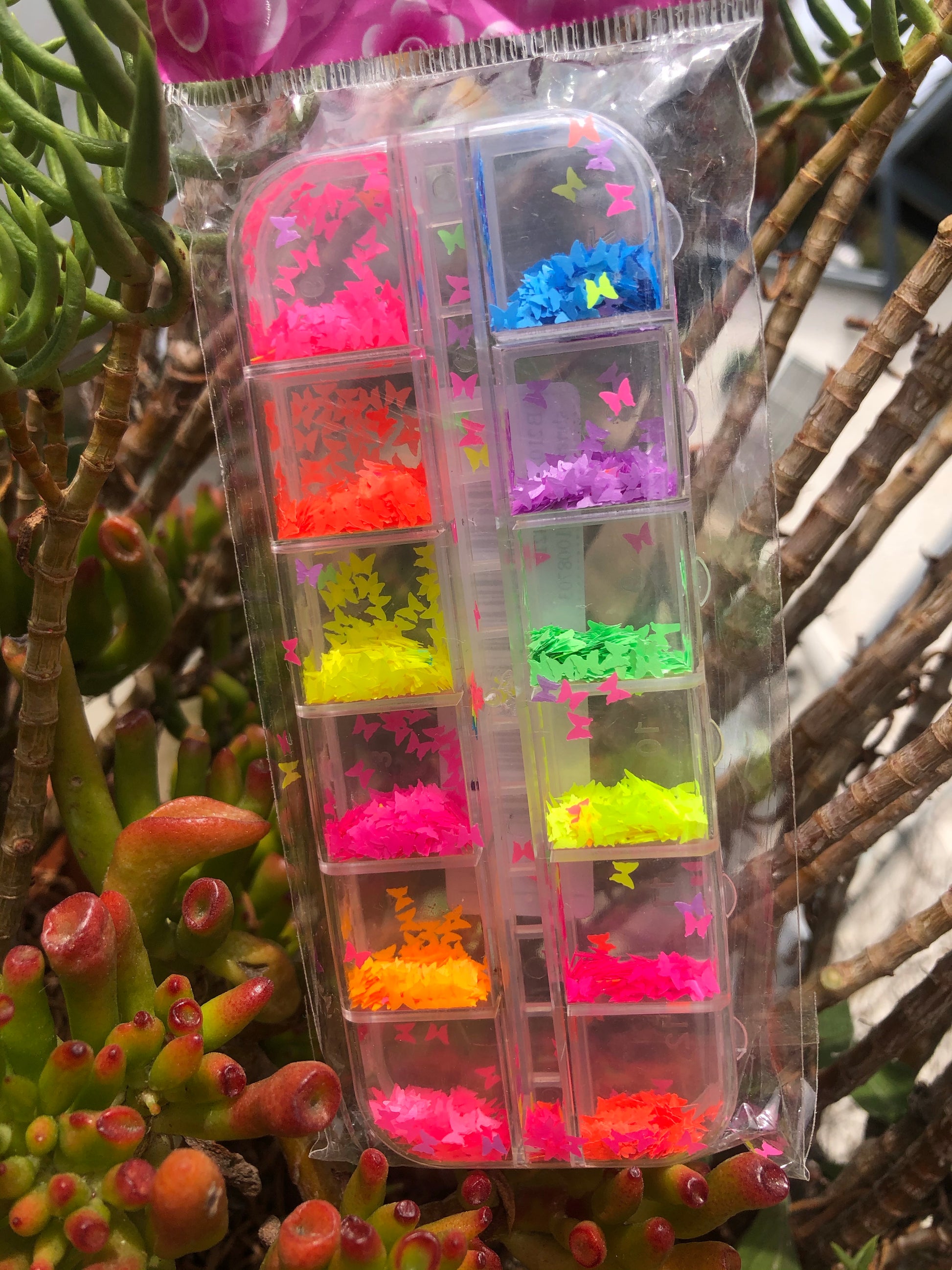 neon butterfly glitter