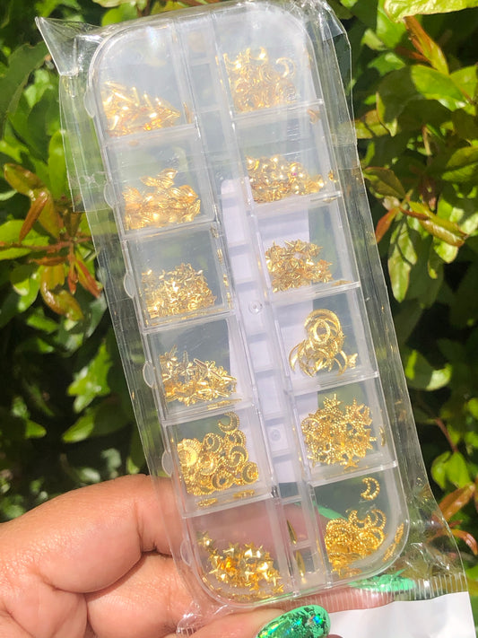 assorted gold charms for nail art