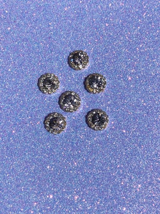 silver sparkle round nail charm