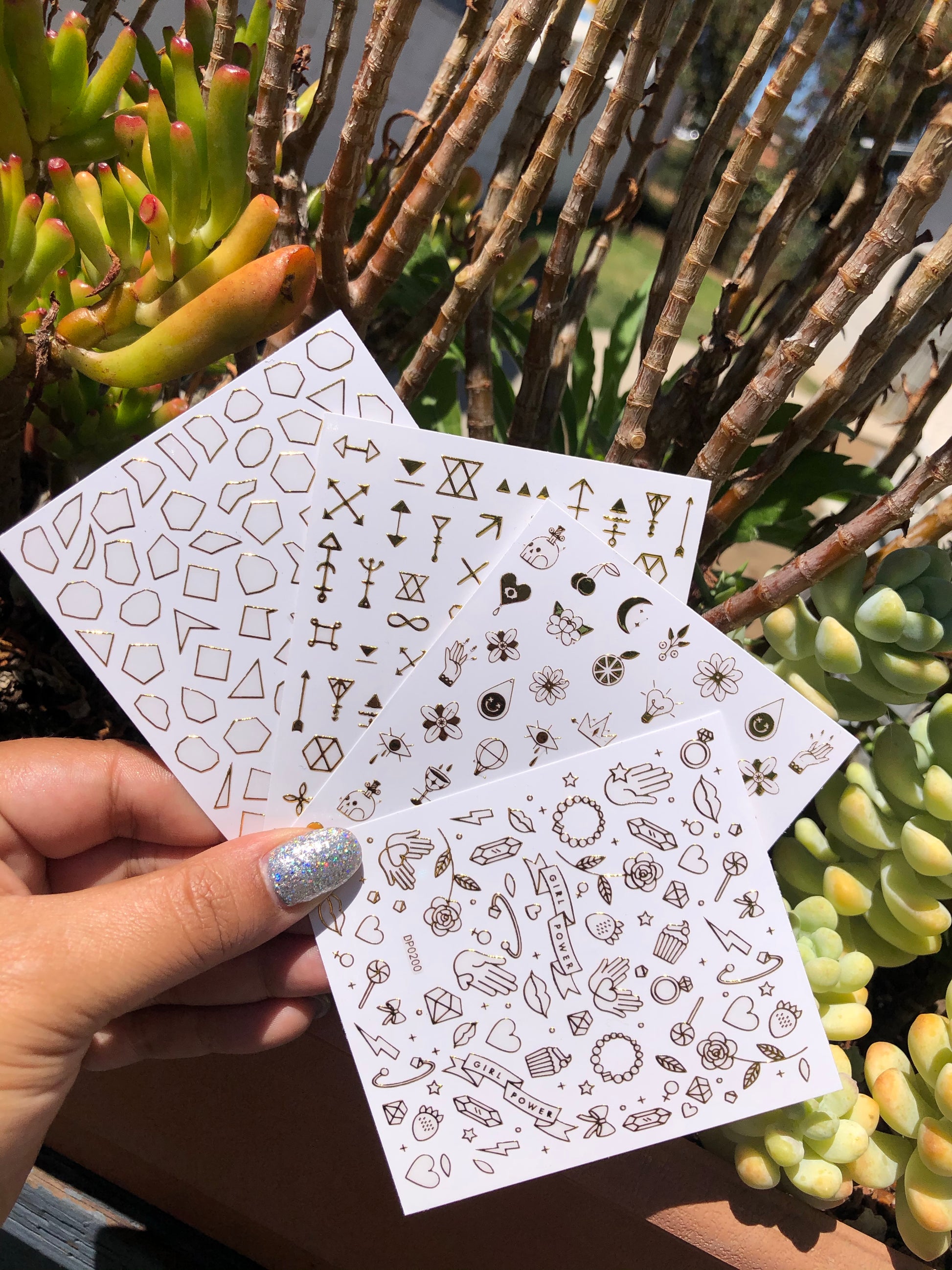 minimalist geometrical nail art stickers