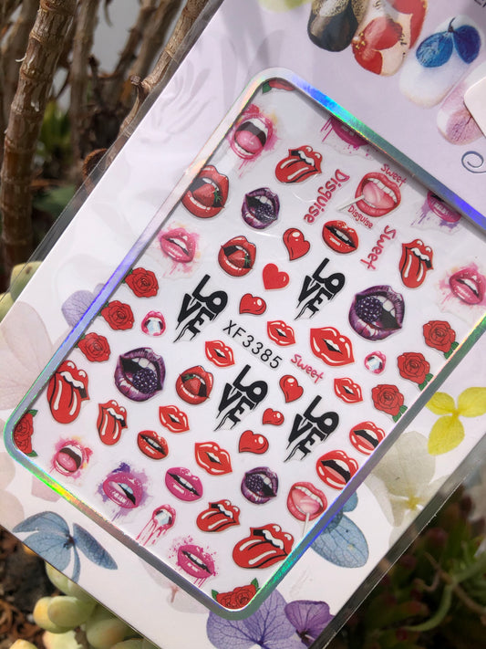 lips nail decal sticker sheet valentines nail art