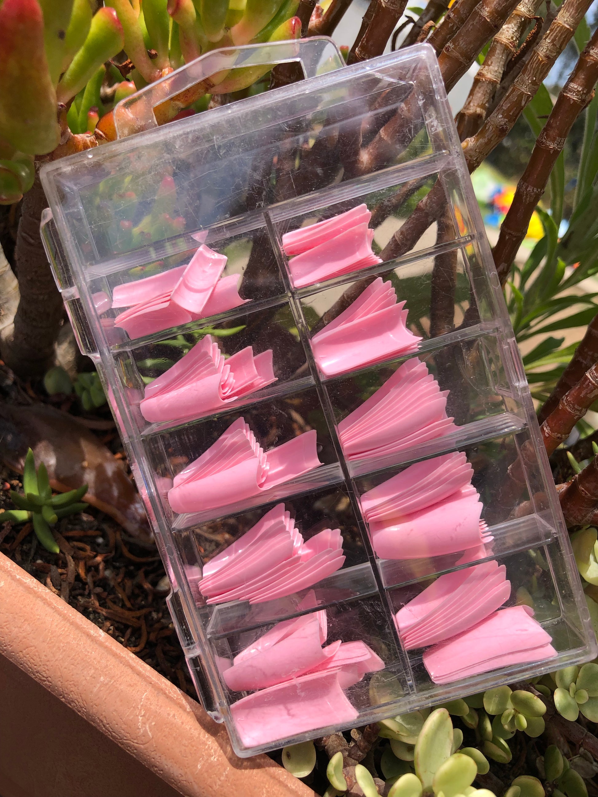 pink nail tips square