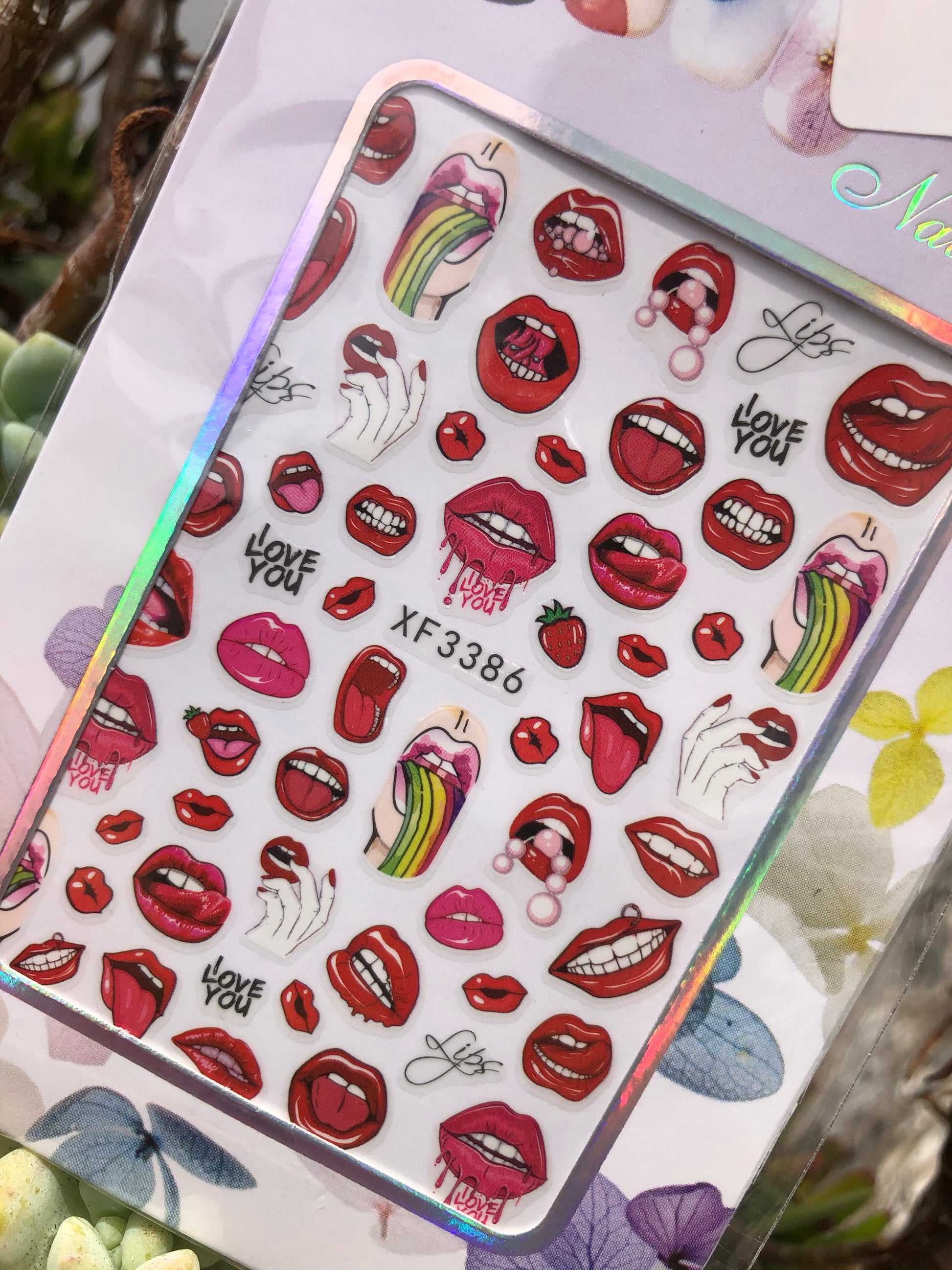 cherry lips sticker sheet for nail art