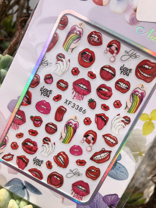 cherry lips sticker sheet for nail art