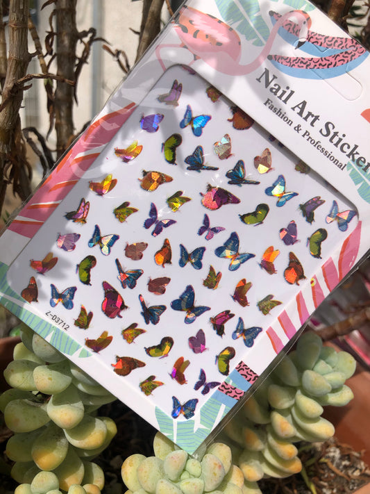 neon butterfly nail sticker sheet