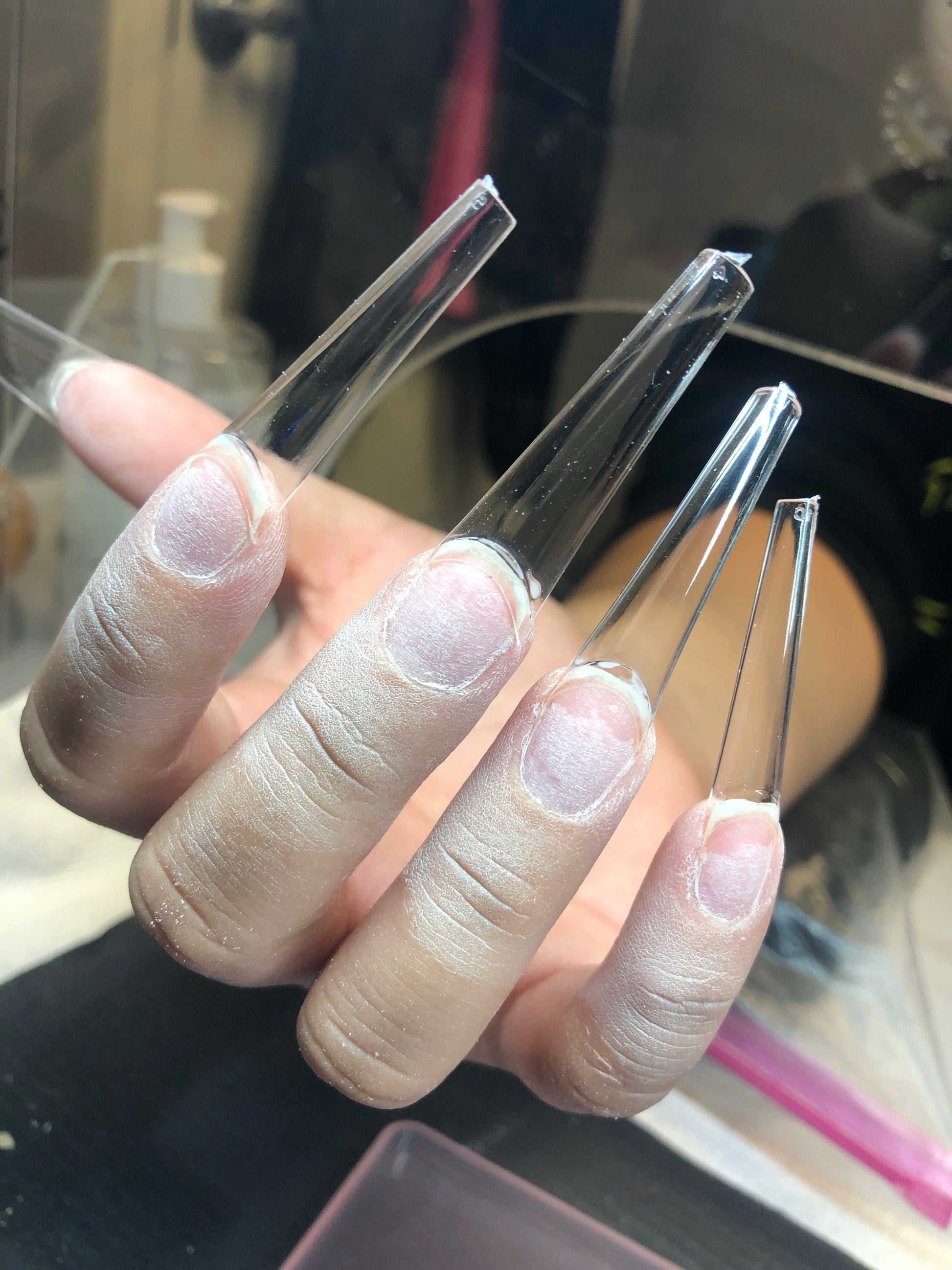 nails set with c curve clear nail tip