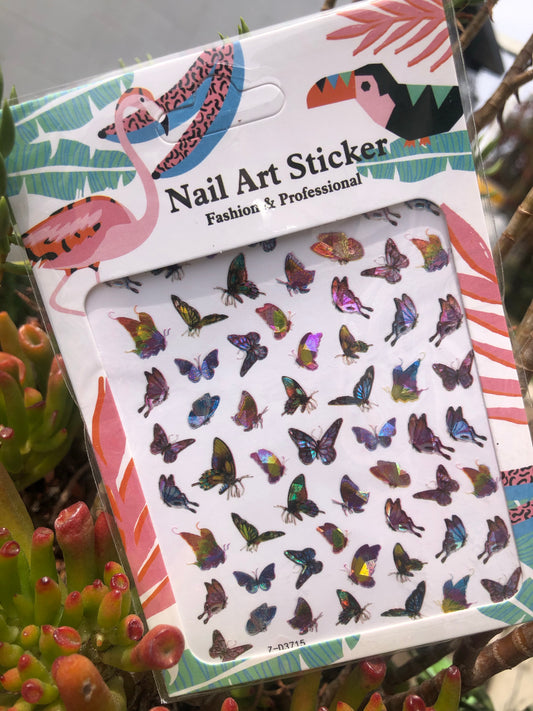 colorful butterfly nail art sticker sheet