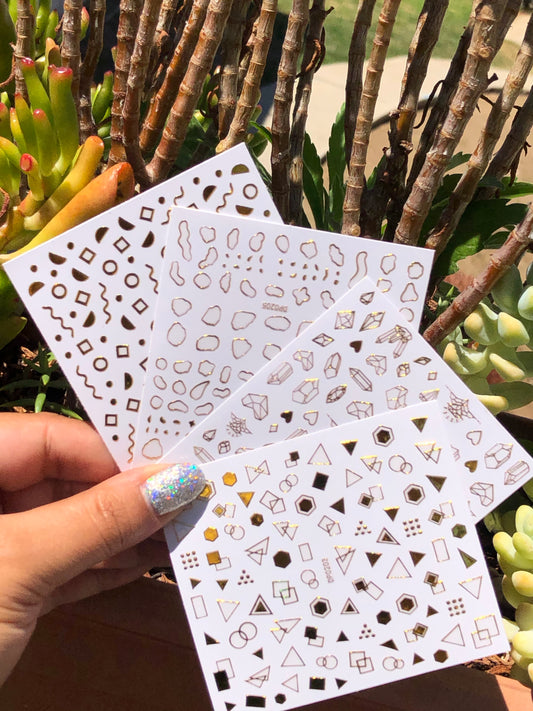 geometric gold nail art sticker sheet