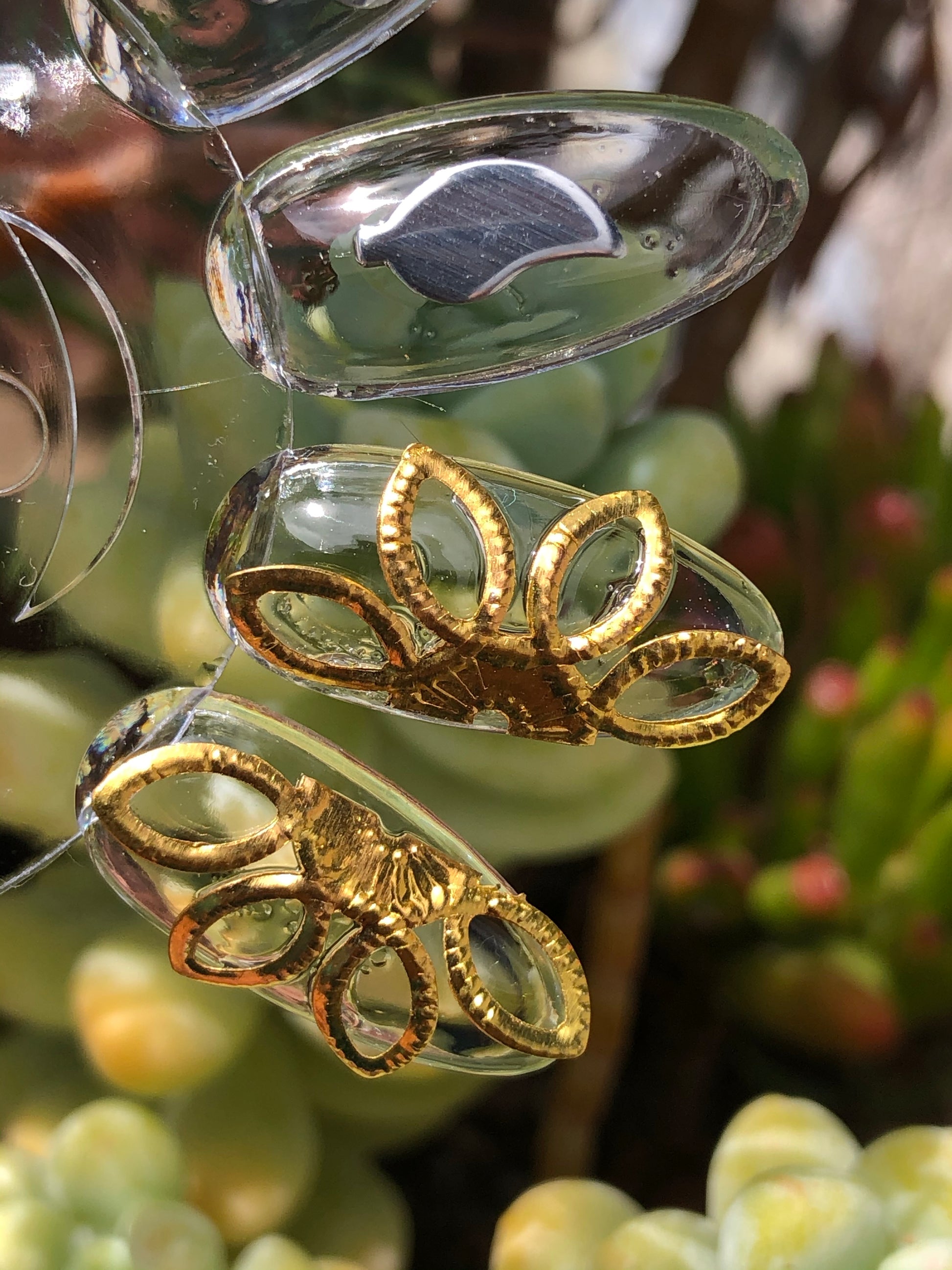 half sun nail stud charms in gold