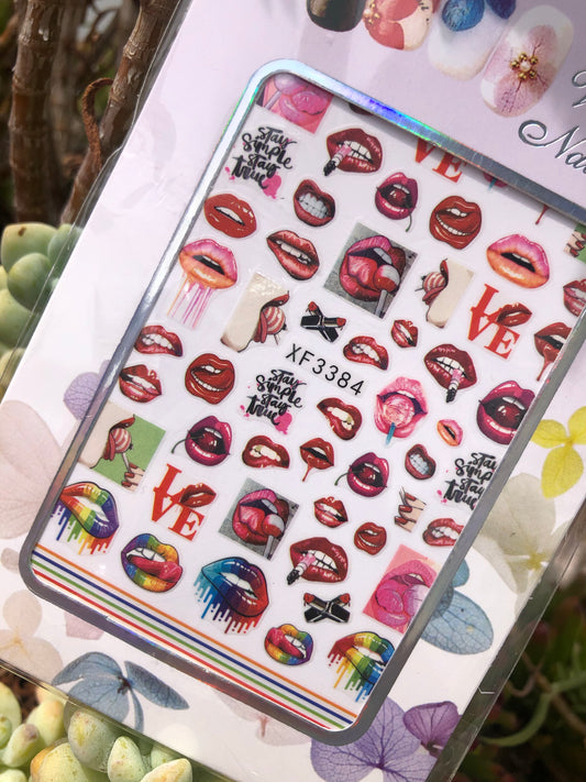 drip lip sticker sheet for nail art