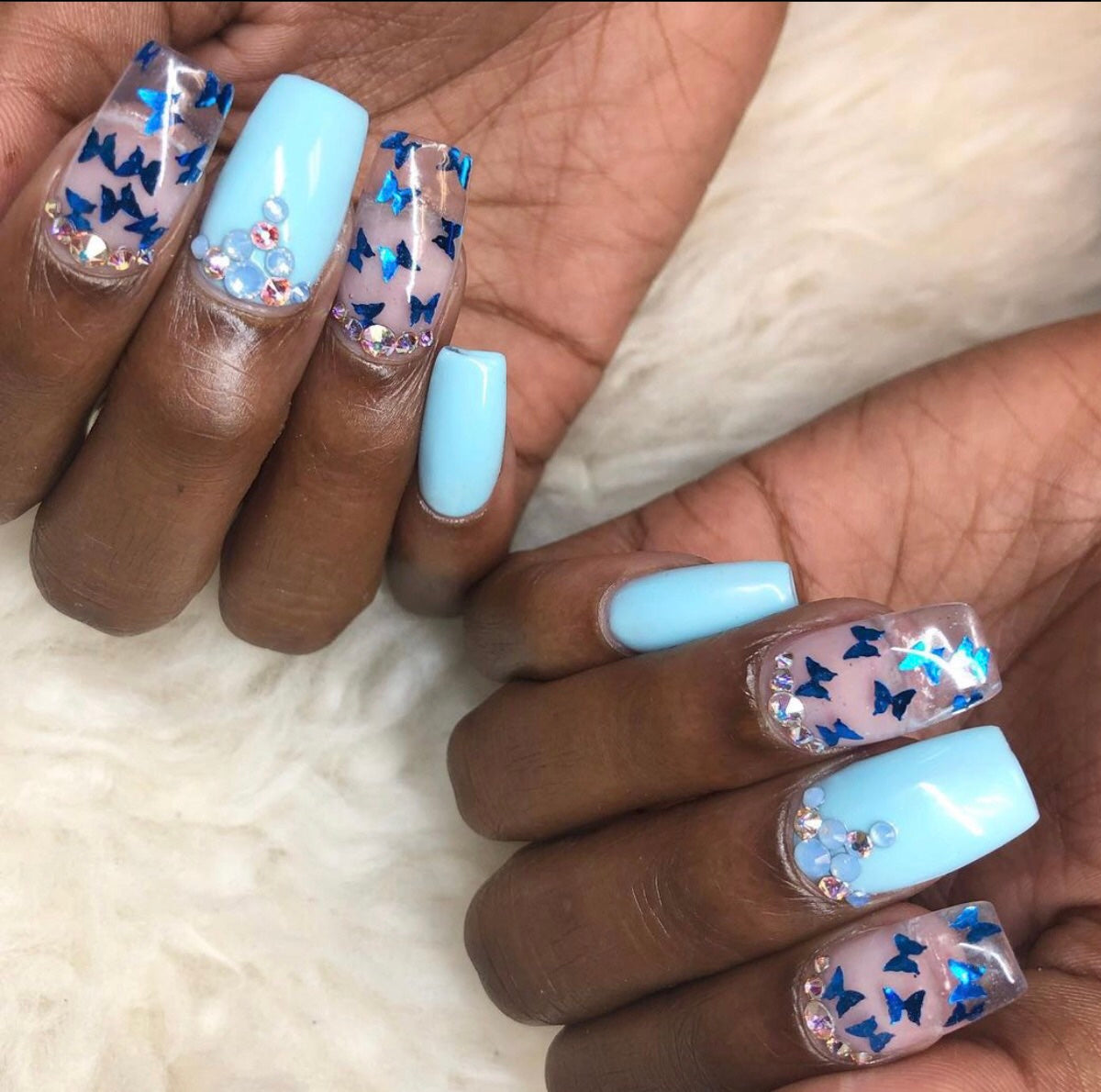 Abstract Butterfly Nails with Glitter Shine