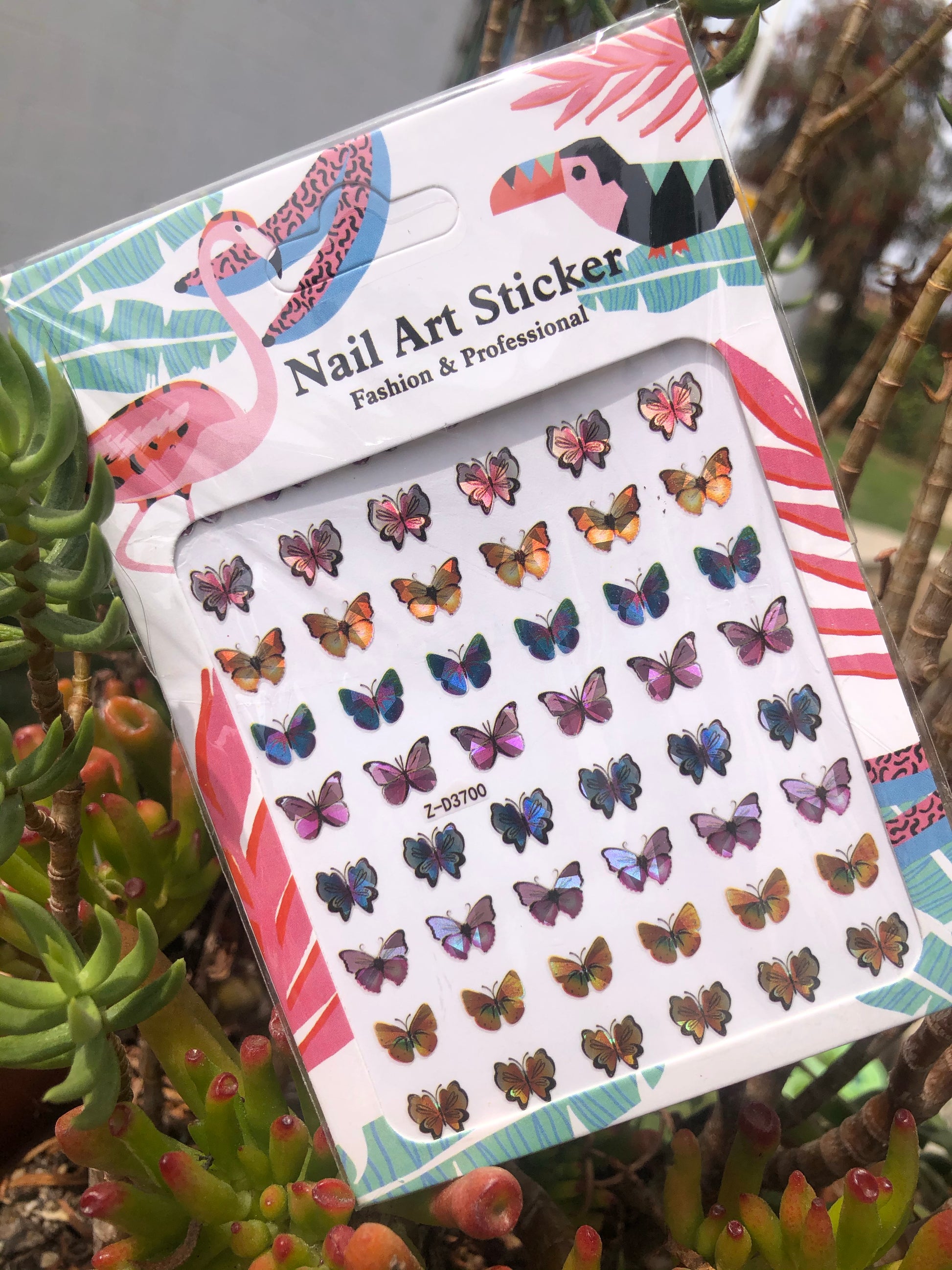 holographic butterfly nail sticker sheet