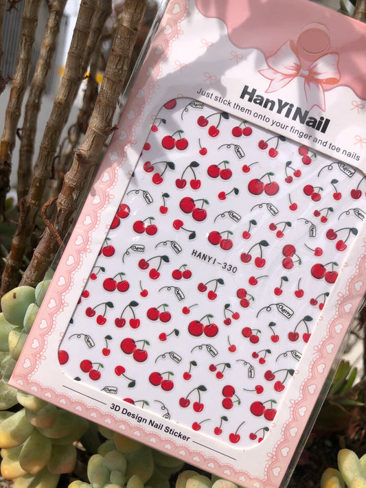 cherry nail art sticker sheet
