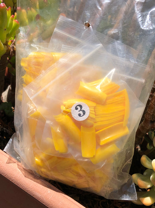 yellow nail tips in assorted sizes